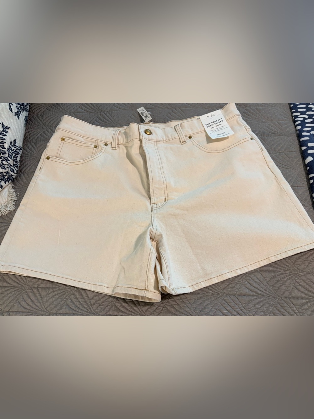 NWT Madewell Perfect Vintage Mid-Length Jean Shorts 33 Natural Denim
